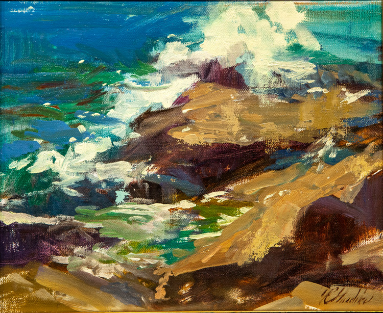 Sea and Rocks_ Monhegan by Roberta Goschke at Sylvan Gallery - ROBERTA GOSCHKE