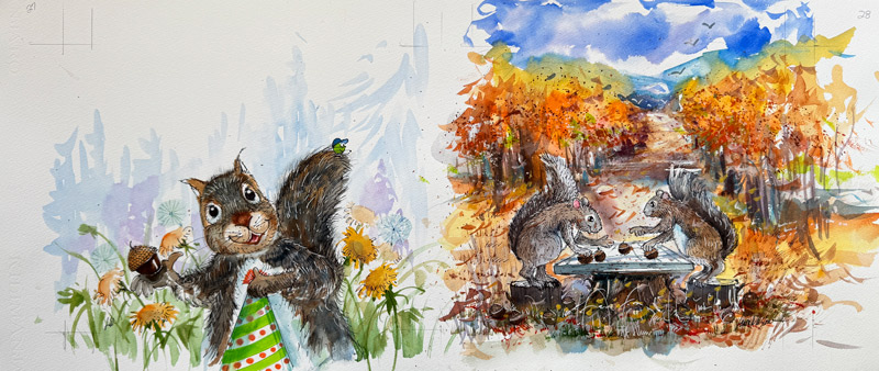 Happy Time Squirrels by Laura Winslow at Sylvan Gallery - LAURA WINSLOW