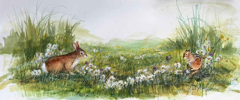 The Rabbit Who Hopped Into My Yard by Laura Winslow at Sylvan Gallery - LAURA WINSLOW