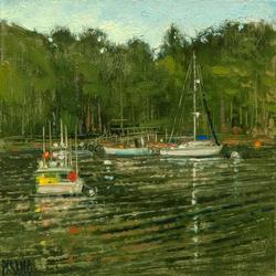 CRISTA PISANO Harbor Stillness_ South Bristol by Crista Pisano at Sylvan Gallery